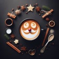 santa clause on cup ofr coffee xmas frst year day - ai generated