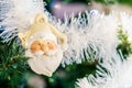 Santa Clause Ornament on Christmas Tree with copy space Royalty Free Stock Photo