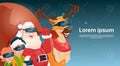 Santa Clause Reindeer Elf Group Wear Digital Glasses Virtual Reality Merry Christmas Happy New Year