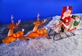 Santa clause and reindeer on roof Royalty Free Stock Photo
