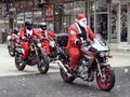 Santa Clauses on motorcycles