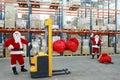 Santa clauses workers at work portrait Royalty Free Stock Photo