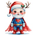 SANTA CLUS, Cute illustration of a young character blending Santa and superhero elements. Royalty Free Stock Photo