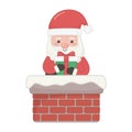 Santa coming out chimney with gift decoration merry christmas Royalty Free Stock Photo