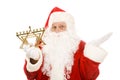Santa Confused by Menorah Royalty Free Stock Photo