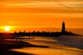 Santa Cruz Breakwater Light Walton Lighthouse at sunrise Royalty Free Stock Photo