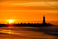 Santa Cruz Breakwater Light Walton Lighthouse at sunrise Royalty Free Stock Photo