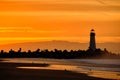 Santa Cruz Breakwater Light Walton Lighthouse at sunrise Royalty Free Stock Photo