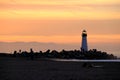 Santa Cruz Breakwater Light Walton Lighthouse at sunrise Royalty Free Stock Photo