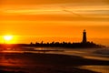 Santa Cruz Breakwater Light Walton Lighthouse at sunrise Royalty Free Stock Photo