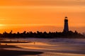 Santa Cruz Breakwater Light & x28;Walton Lighthouse& x29; at sunrise Royalty Free Stock Photo