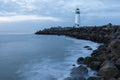 Santa Cruz Breakwater Lighthouse Walton Lighthouse, Pacific coast, California, United States, California at sunrise Lighthouse Royalty Free Stock Photo