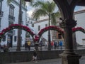 Santa Cruz de la Palma, La Palma, Canary Islands, Spain, December 30, 2019: Street at old city center with tourist