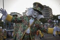 Santa Cruz de Tenerife, Tenerife / Spain - Circa February 2020: Dressed up man walks during the Carnival parade
