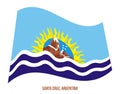 Santa Cruz Flag Waving Vector Illustration on White Background. Flag of Argentina Provinces Royalty Free Stock Photo