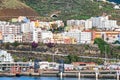 Santa Cruz harbor with the avenue Avenida los Indianos and bypass road LP-20 on La Palma, Canary Islands Royalty Free Stock Photo