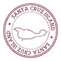 Santa Cruz Island round rubber stamp with island.