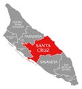 Santa Cruz red highlighted in map of Aruba