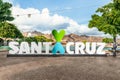 Santa Cruz Sign on the Plaza de Espana Royalty Free Stock Photo