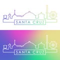 Santa Cruz skyline. Colorful linear style.