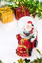 Santa Crystal snow ball on Christmas background Royalty Free Stock Photo