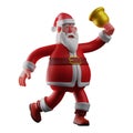 Santa 3D Cartoon Illustration ringing a bell