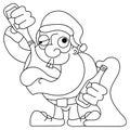 Santa Dancing and Drinking Vector Cartoon - Drunk Claus holding a champagne bottle. Royalty Free Stock Photo