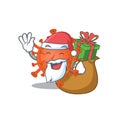Santa deadly corona virus Cartoon character design with box of gift