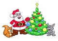 Santa decorating Christmas tree 3 Royalty Free Stock Photo