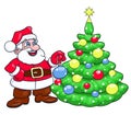 Santa decorating Christmas tree 2 Royalty Free Stock Photo