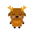 Santa deer Cute kawaii isolated. funny Christmas cartoon style. kids character. Xmas Childrens style