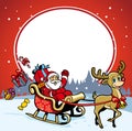Santa and the deer greeting christmas Royalty Free Stock Photo