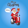 Santa Delivering Gift by Scooter