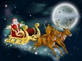 Santa on Delivering Gifts on Christmas Eve Royalty Free Stock Photo