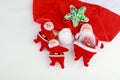 Santa dolls on a white background