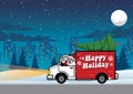 Santa driving truck in the night