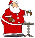 Santa eating cookies and drinking milk