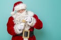 Santa eating cookies and drinking milk Royalty Free Stock Photo