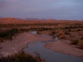 Santa Elena Canyon Overlook with Chisos Mountain Range in Big Bend National Park at the Golden Hour Royalty Free Stock Photo