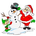 Santa & Elf Build A Snowman