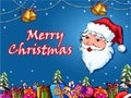 Santa and Elf with gift in Merry Christmas and Happy New Year Holiday celebration background Royalty Free Stock Photo