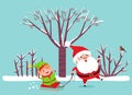 Santa and Elf on Sleigh, Christmas and New Year Royalty Free Stock Photo