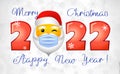 2022 Santa emo white snowy bg Royalty Free Stock Photo