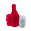 Santa emoji right hand showing thumb up or like gesture. Christmas and New Year Day event concept. 3d rendering