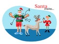 Santa exercising banner color template