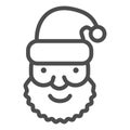 Santa face with a hat line and solid icon. Santa Claus portrait with beard and in a hat outline style pictogram on white