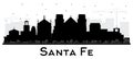 Santa Fe New Mexico City Skyline Silhouette with Black Buildings Isolated on White Royalty Free Stock Photo