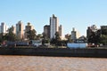 Santa Fe province. Argentina, very nice port of container ships and cereals, on the Parana river by day