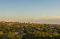 Santa Fe Residential Panorama on sunset. New Mexico, USA