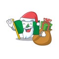 Santa flag norfolk island Cartoon character design having box of gift